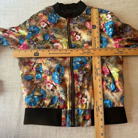 NEW YORK YOKI Silky Feel Full Zip Floral Bomber Style Jacket Women’s Medium - Picture 3 of 9